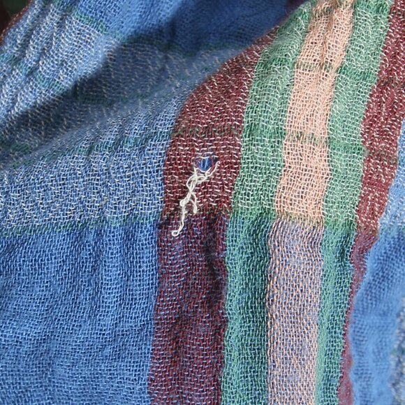 Free People We The Free Blue Combo Moon City Plaid Top Cotton Size Medium - Picture 12 of 16